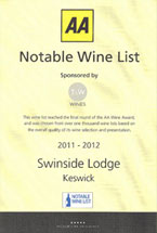 AA Notable Wine List Award